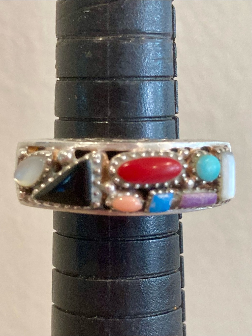 Sterling Silver Chunky Statement Ring Multicolor Size 6.75 Colorful - Picture 10 of 15